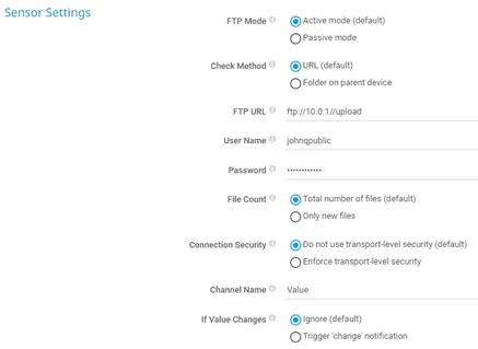 Sensor Settings Sensor Settings